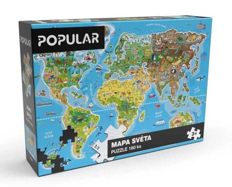 Levně Popular Puzzle Mapa světa 160 dílků (CZ)