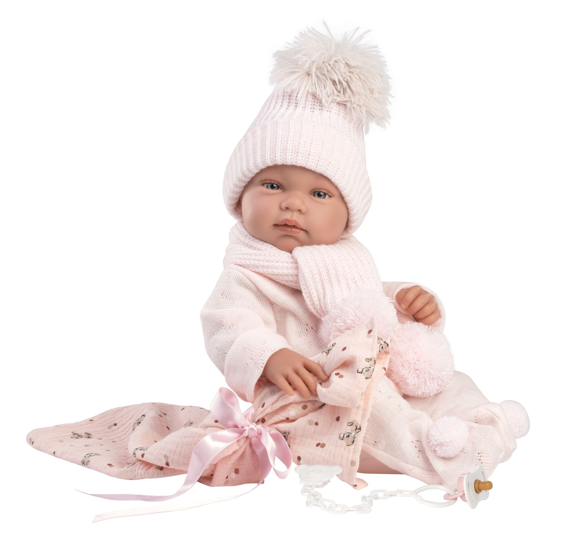 Levně Llorens 84338 NEW BORN HOLČIČKA - realistická panenka miminko s celovinylovým tělem - 43 cm
