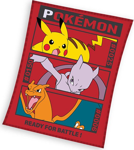Levně Dětská deka Pokémon Pikachu MewToo a Charizard 110x140 cm