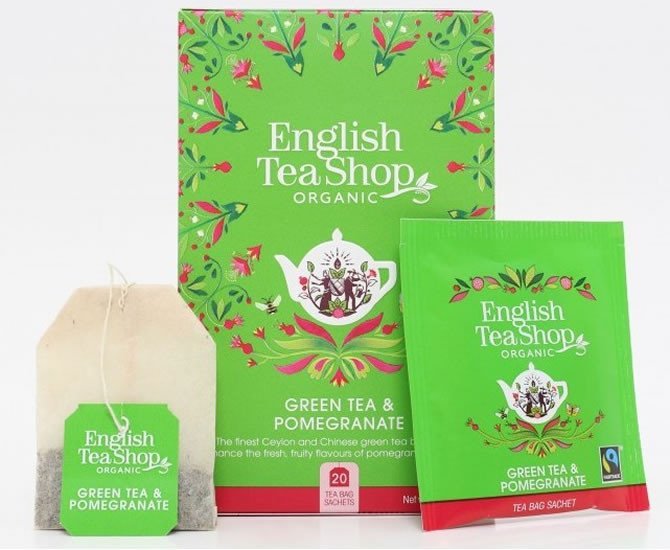 Levně English Tea Shop Čaj Zelený s granátovým jablkem, 20 sáčků