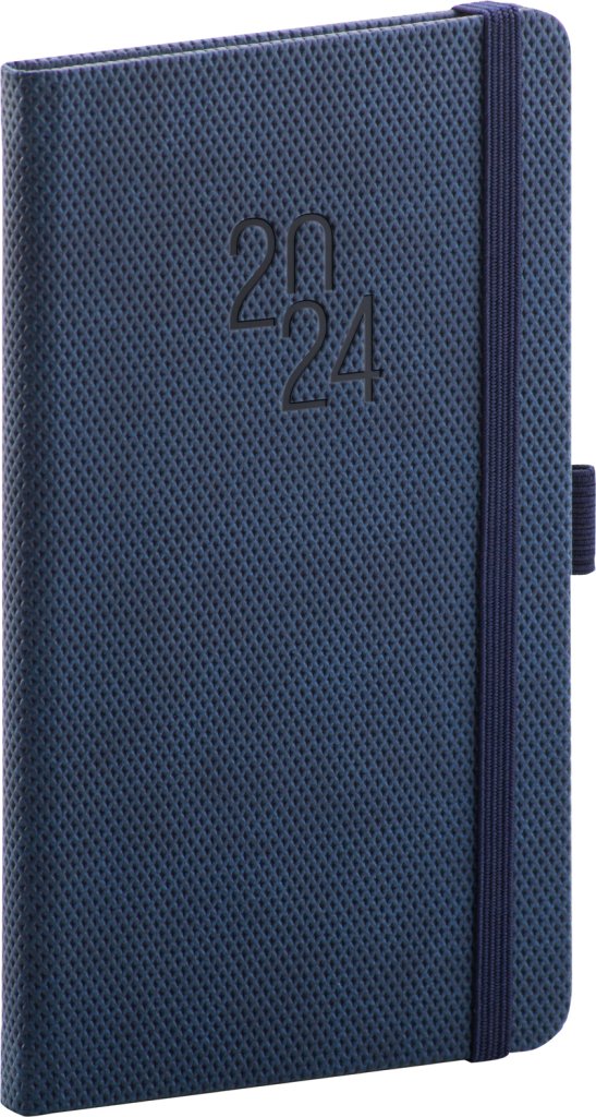 Levně Diář 2024: Diamante - modrý, kapesní, 9 × 15,5 cm