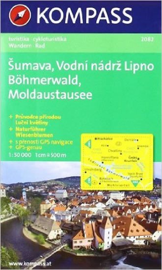 Levně Šumava, Vodní nádrž Lipno, Böhmerwald, Moldaustausee 1:50 000 / turistická mapa KOMPASS 2082