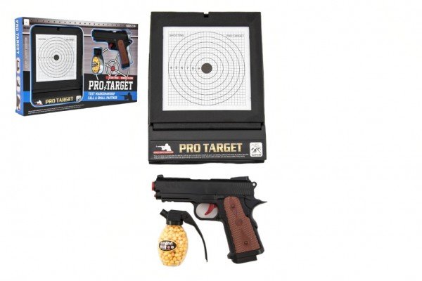 Levně Pistole plast na kuličky 6mm s terčem v krabici 45x29x5cm