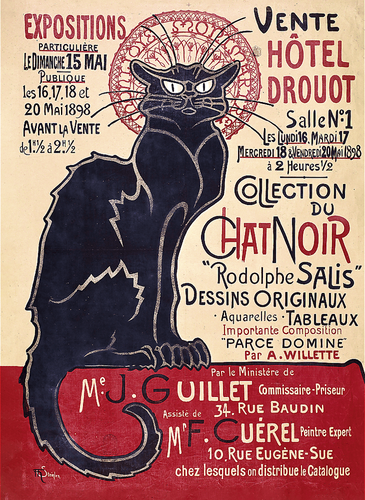 Levně Dřevěné puzzle Art Steinlen Černá kočka, Le Chat Noir 200 dílků
