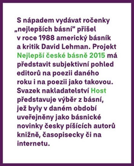 Nejlepší české básně 2015 - Petr Borkovec