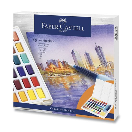 Levně Faber - Castell Vodové barvy s paletou 48 ks