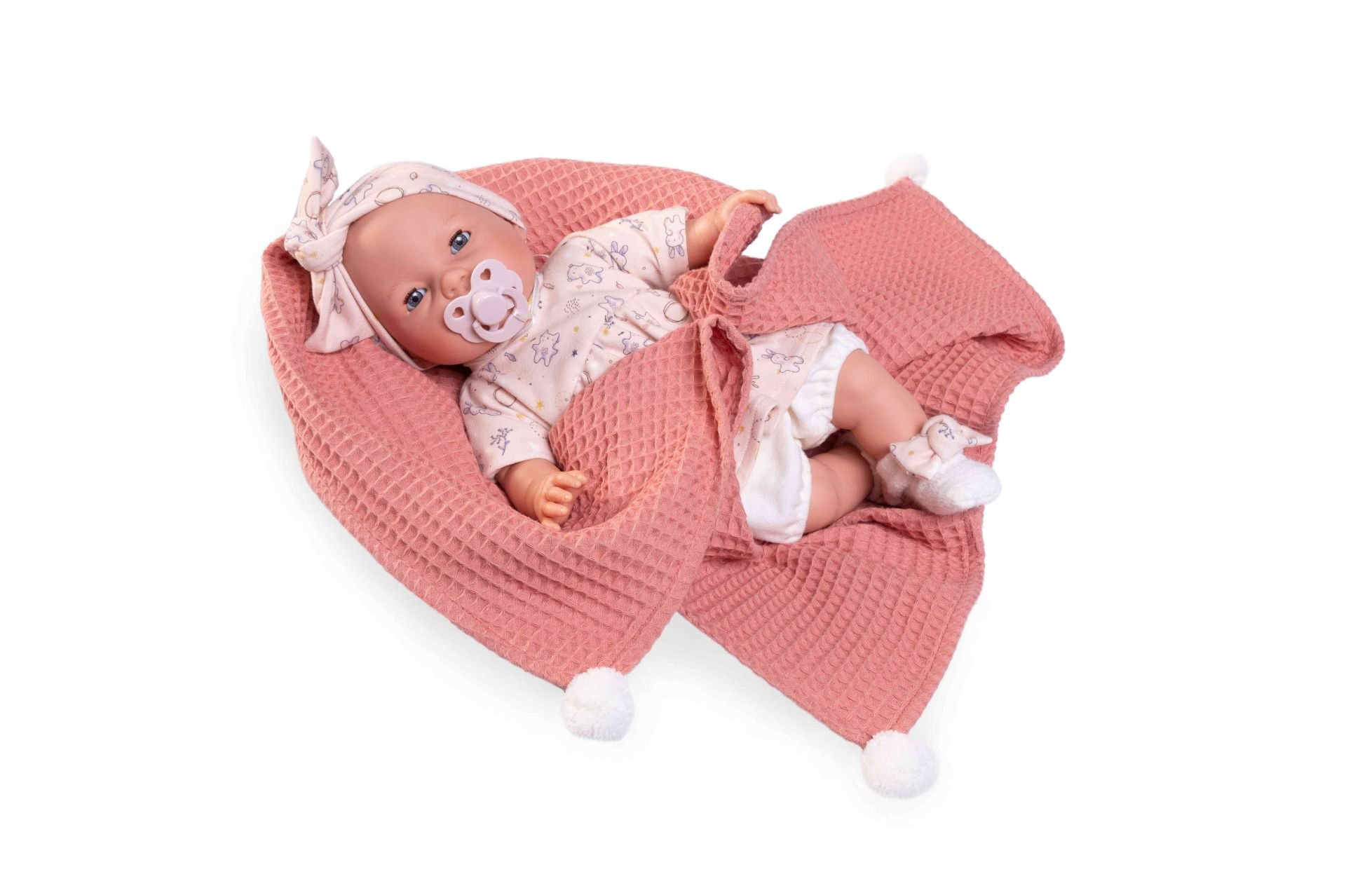 Levně Antonio Juan 14258 BIMBA - mrkací panenka miminko se zvuky a měkkým látkovým tělem - 37 cm