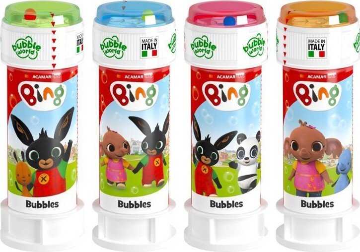 Bublifuk 60ml Králíček Bing mix barev v plastové lahvičce 4x11cm 36 ks v boxu - Dulcop