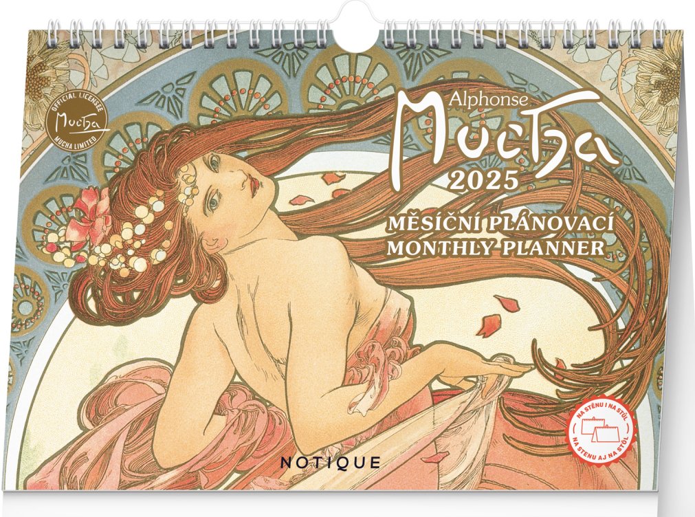 Levně NOTIQUE Stolní kalendář Alfons Mucha 2025, 30 x 21 cm