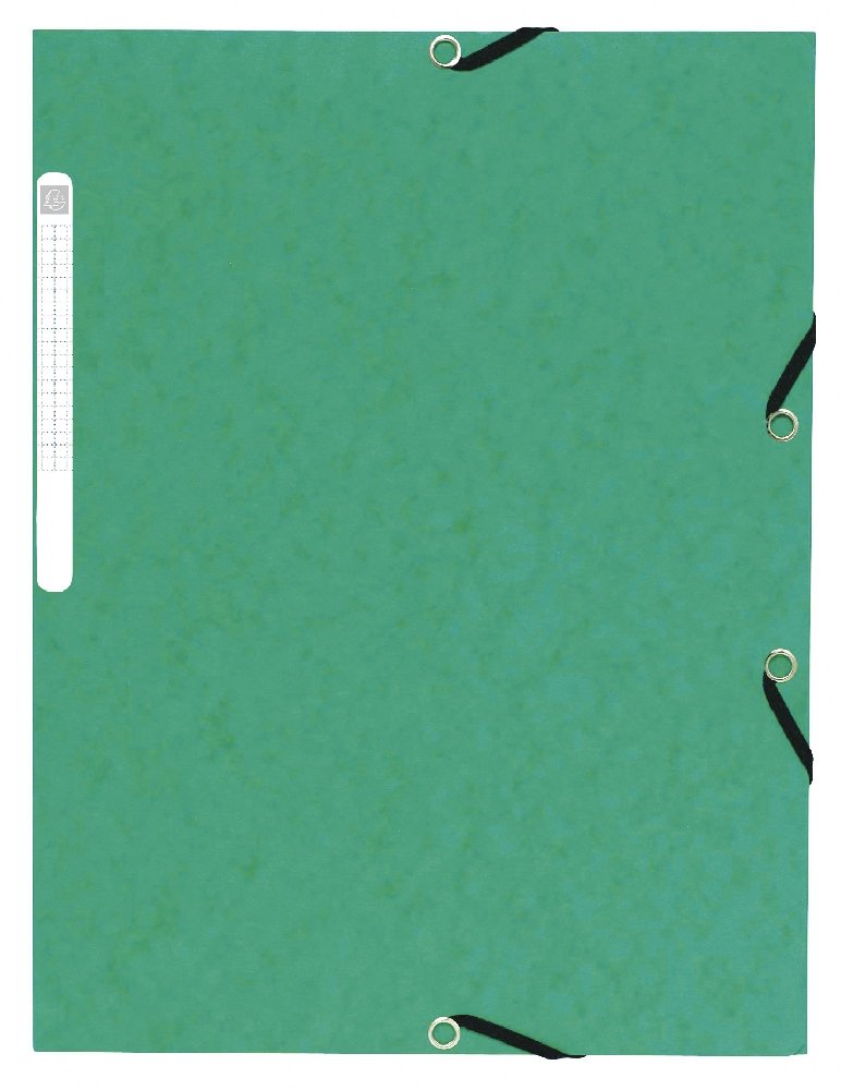 Exacompta spisové desky s gumičkou a štítkem, A4 maxi, prešpán, zelené - 10ks
