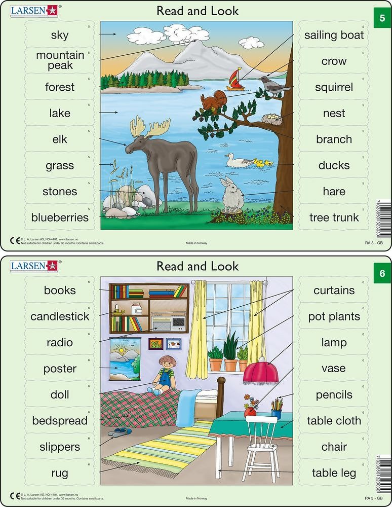 Učební puzzle MIDI - Angličtina-slovíčka RA3/16 dílků(2 druhy) - Larsen