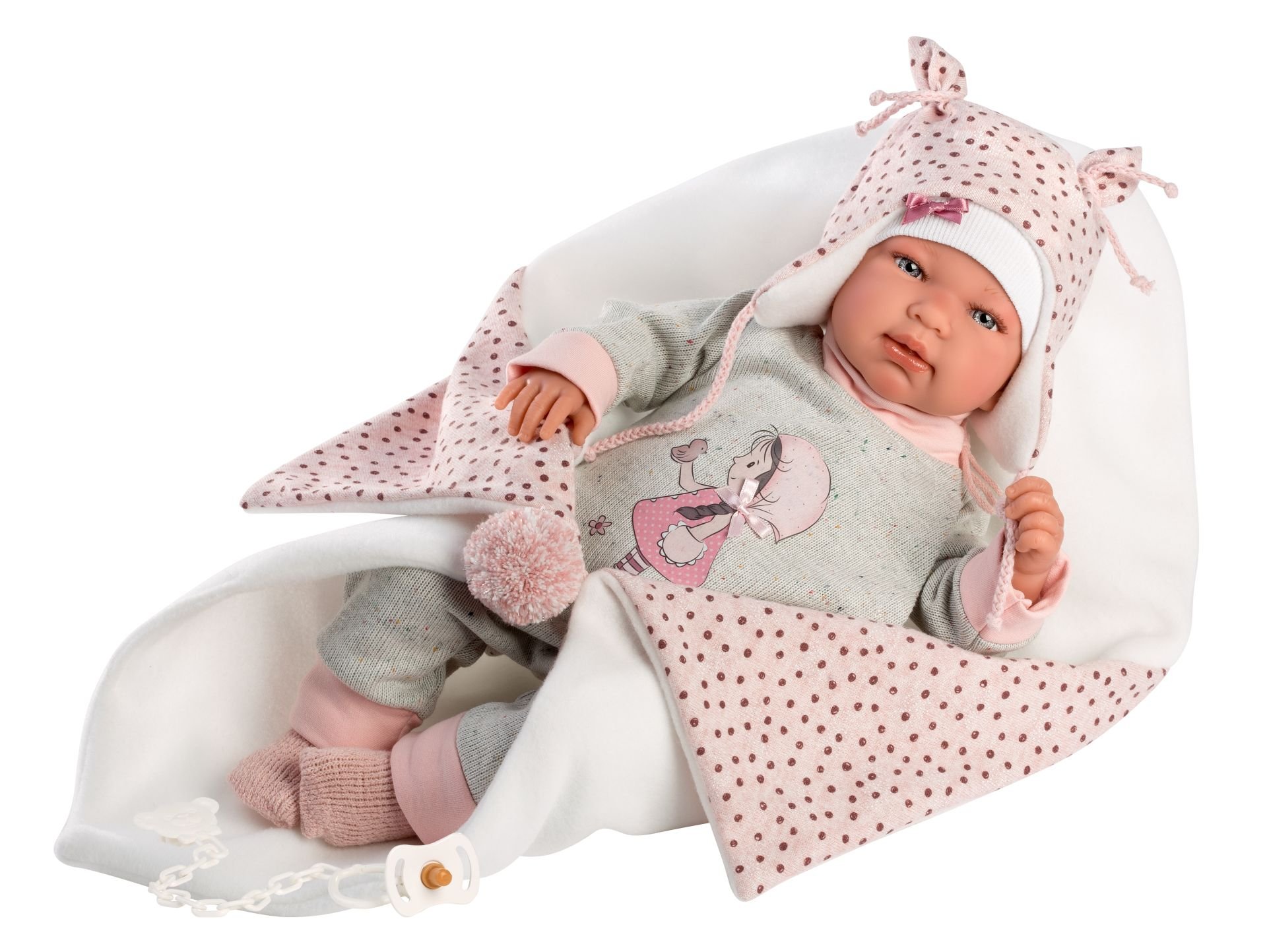 Levně Llorens 84460 NEW BORN - realistická panenka miminko se zvuky a měkkým látkovým tělem - 44 cm