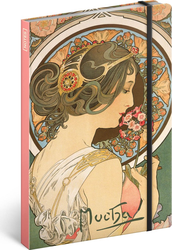 Levně Notes Alfons Mucha - Petrklíč, linkovaný, 13 × 21 cm