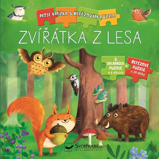 Levně Zvířátka z lesa - Moje knížka s řetězovým puzzle - Kolektiv autorú