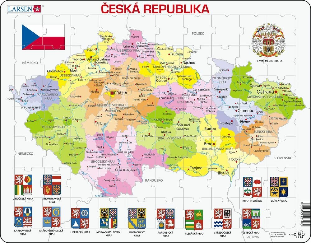 Levně Puzzle MAXI - Mapa Česká republika/56 dílků - Larsen