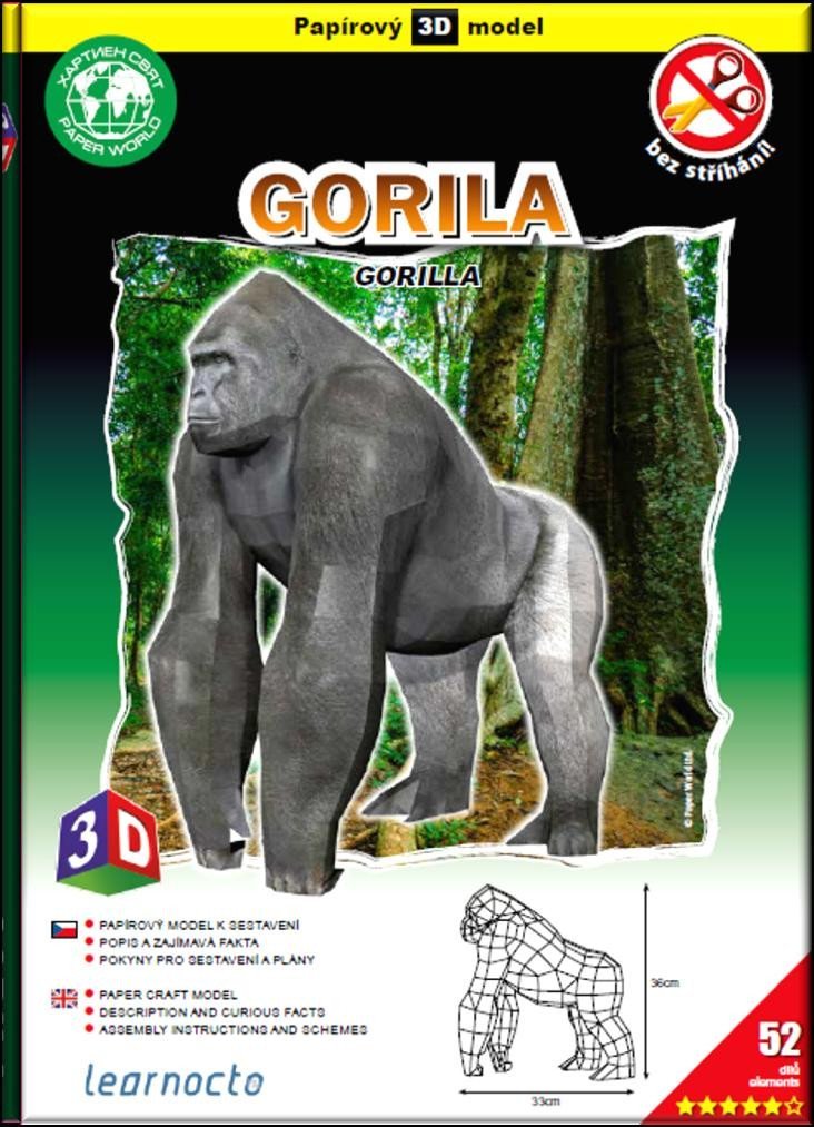 Levně Gorila – Papírový 3D model/52 dílků