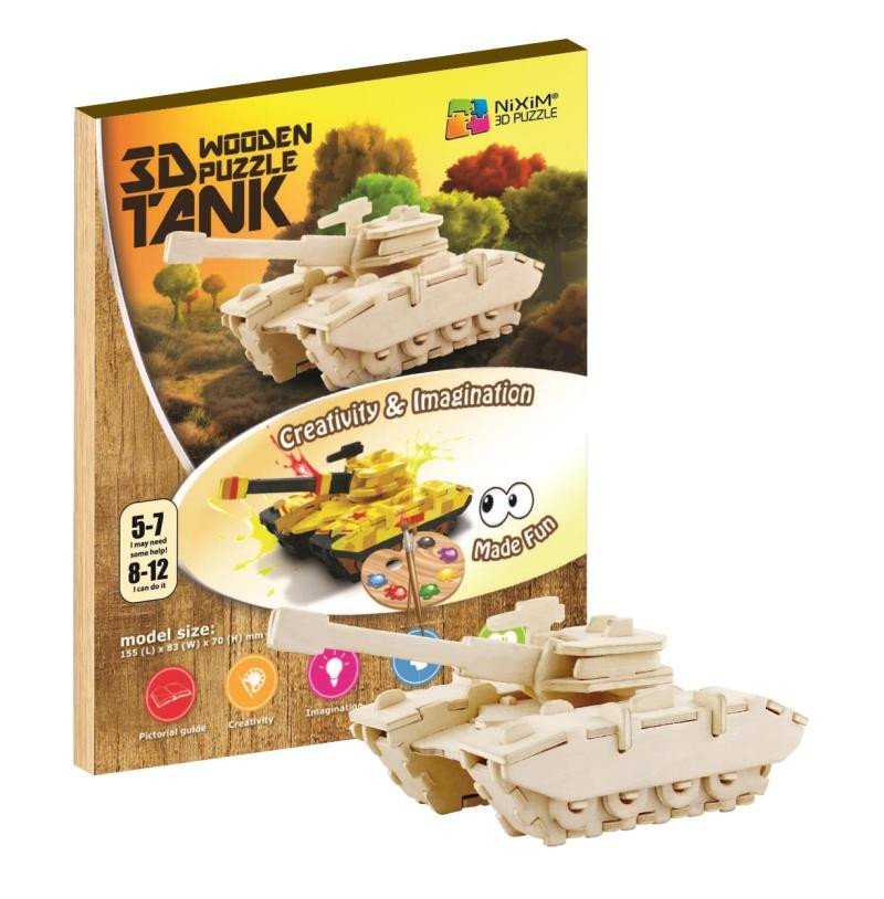 Levně NiXiM Dřevěné 3D puzzle - Tank