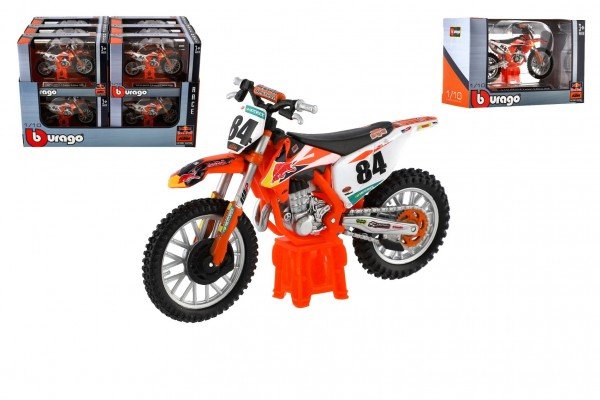 Levně Motorka Bburago KTM 450 SX-F Factory Edition (2018) kov/plast 12cm v krabičce 12ks v boxu