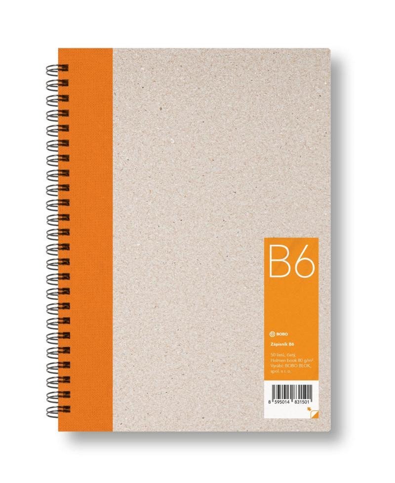Levně Zápisník B6 čistý, oranžový, 50 listů