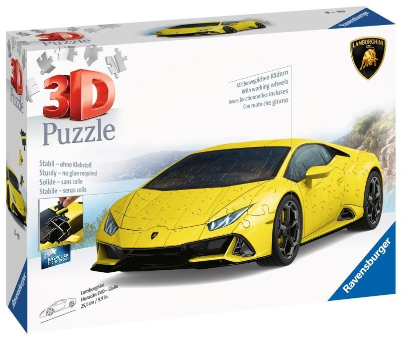 Levně Ravensburger Puzzle 3D - Lamborghini Huracán Evo žluté 108 dílků