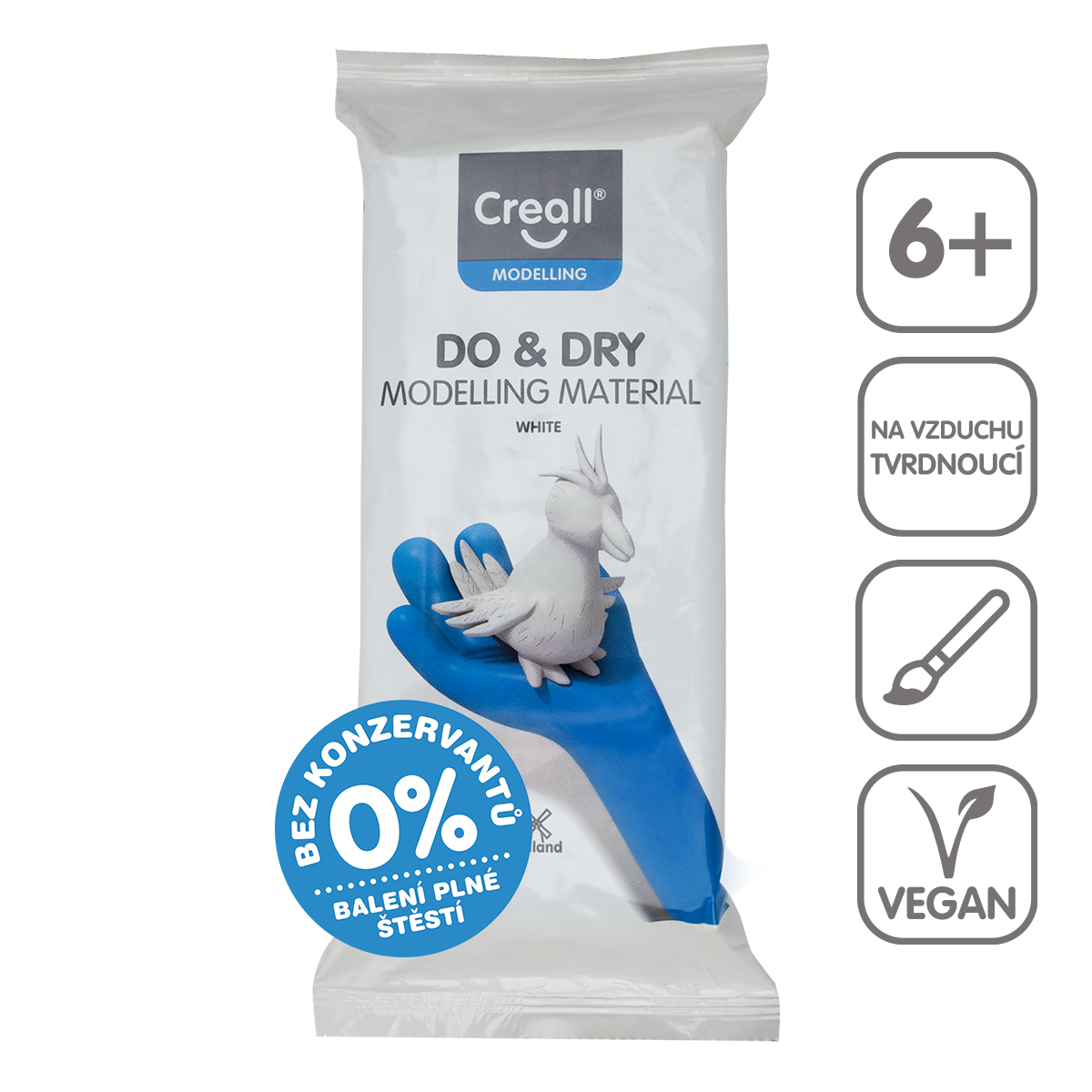 Levně Creall samotvrdnoucí modelovací hmota DO&amp;DRY hypoalergenní, 500 g, bílá