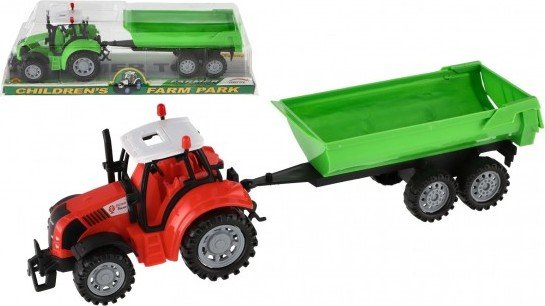 Levně Traktor s vlekem a výklopkou plast 35cm 2 barvy na setrvačník v blistru