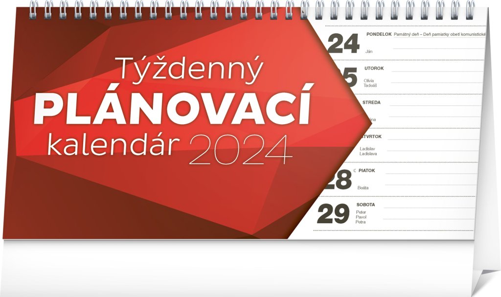Levně Stolový kalendár Plánovací riadkový 2024, 25 × 12,5 cm