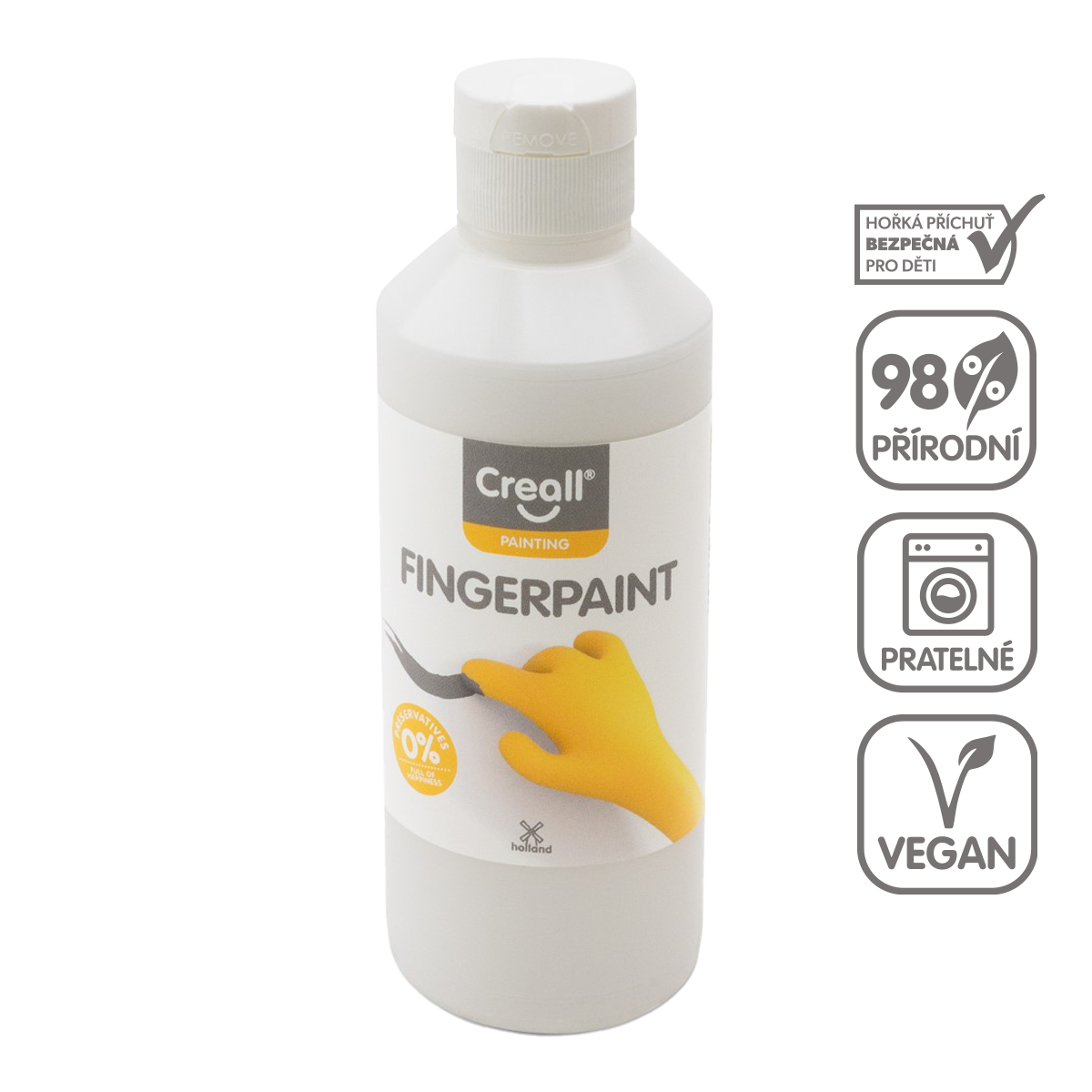 Levně Creall prstová barva HAPPY INGREDIENTS, 250 ml, bílá