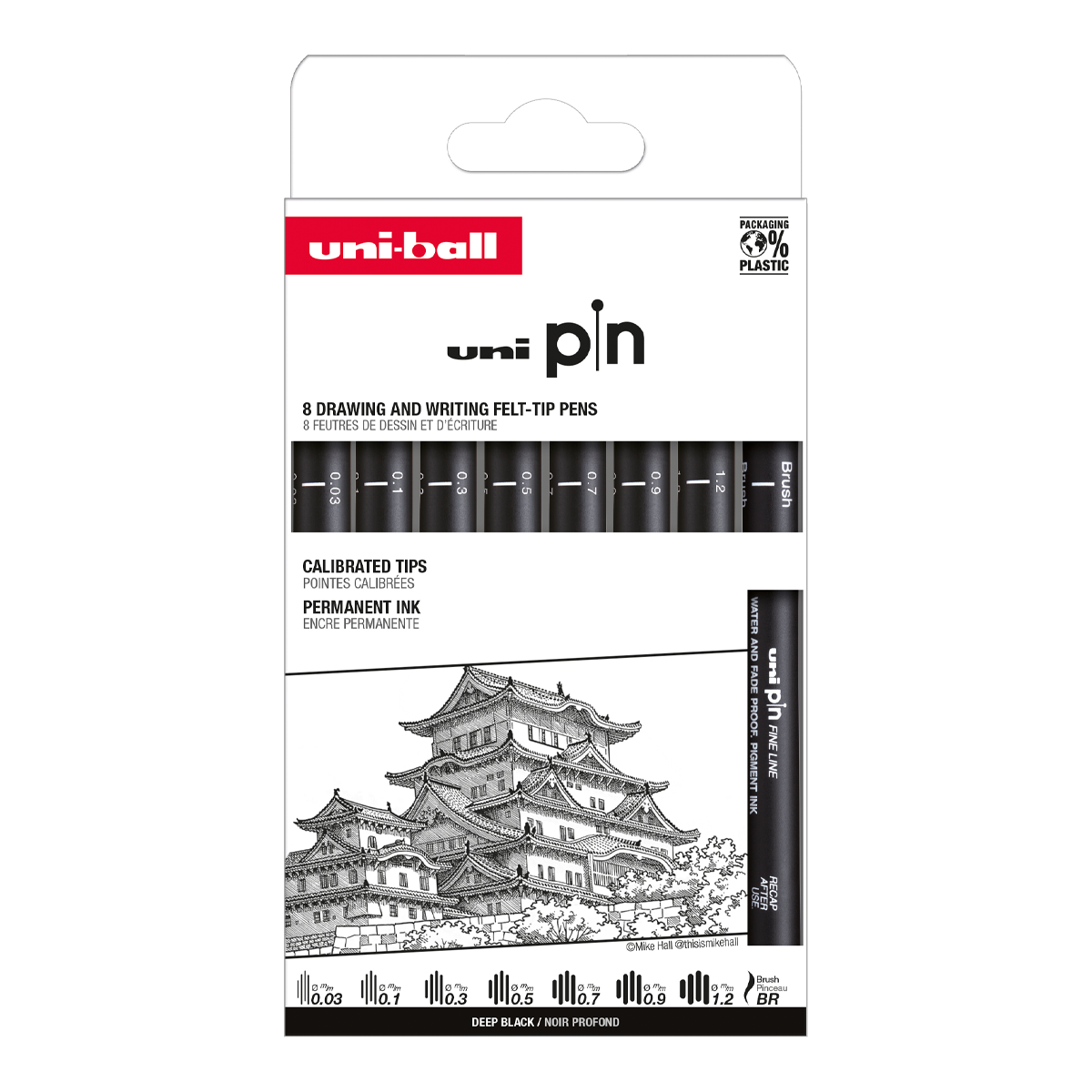 Levně UNI PIN Classic, sada linerů, 8 ks, (0,03 mm/ 0,1 mm/ 0,3 mm/ 0,5 mm/ 0,7 mm/ 0,9 mm/ 1,2 mm/ BR), černá