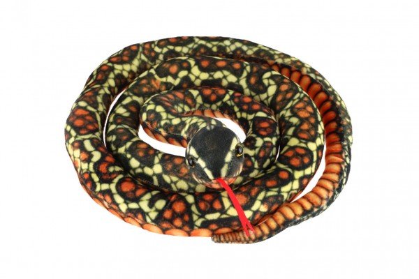 Levně Had plyšový 200cm černo-oranžovo-žlutý