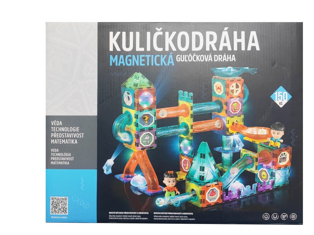 Kuličkodráha magnetická se světlem 150ks - Alltoys