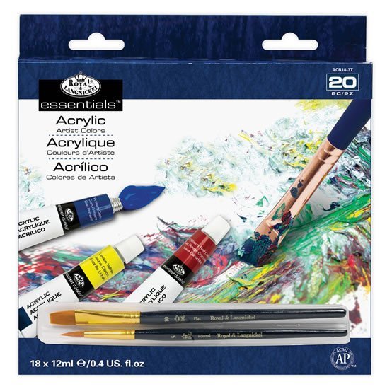 Levně Royal &amp; Langnickel Akrylové barvy ARTIST 18x12ml + 2 štětce