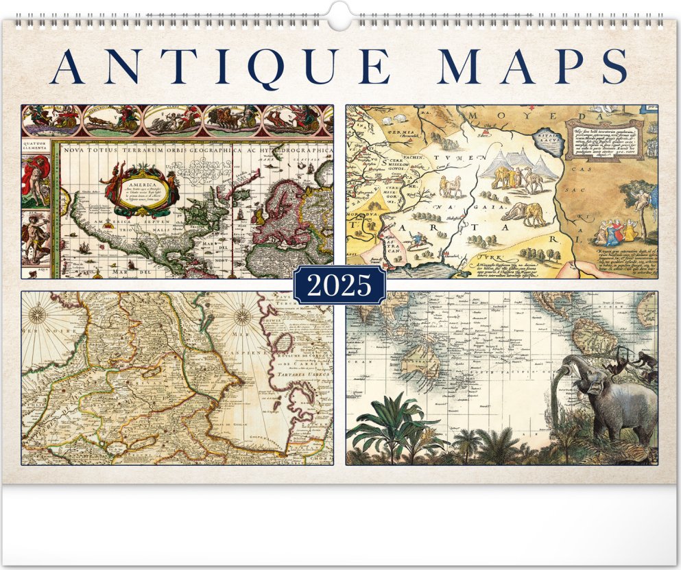 Levně NOTIQUE Nástěnný kalendář Staré mapy 2025, 48 x 33 cm