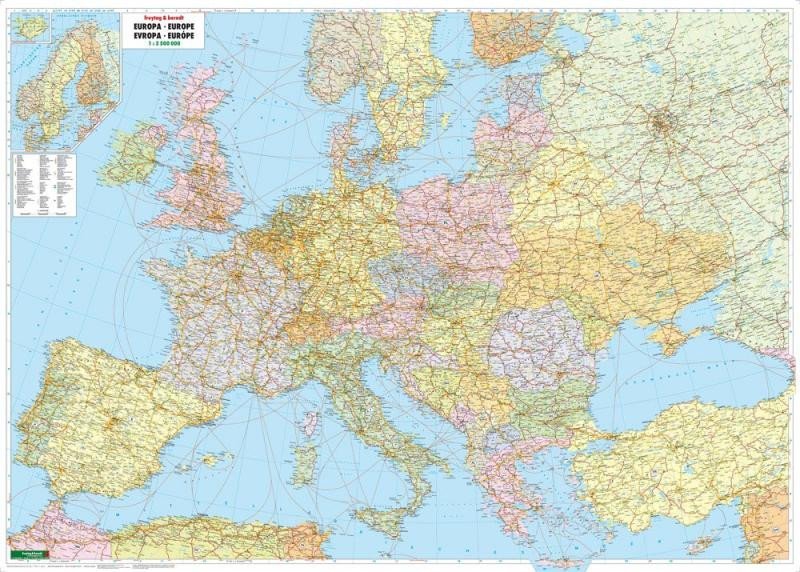 Levně AKN 22 Evropa 1:3 500 000 nástěnná politická mapa