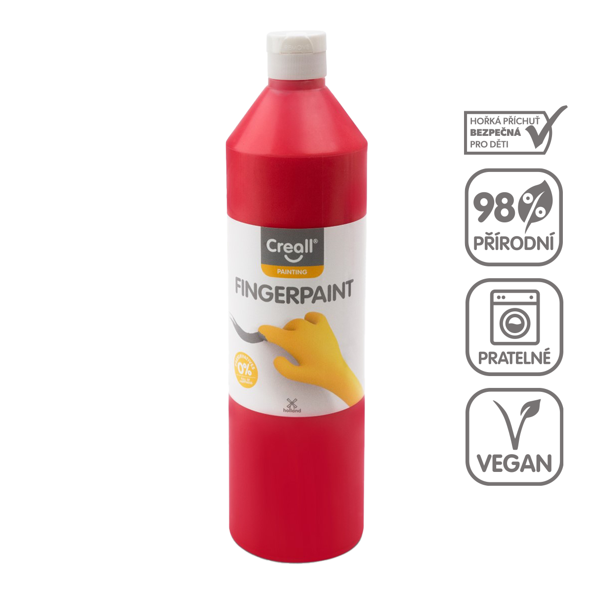 Levně Creall prstová barva HAPPY INGREDIENTS, 750 ml, červená