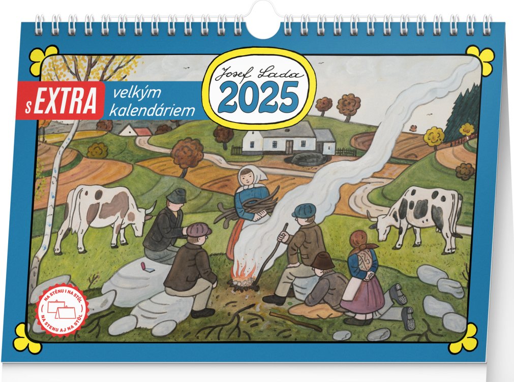 NOTIQUE Stolní kalendář Josef Lada s extra velkým kalendáriem 2025, 30 x 21 cm