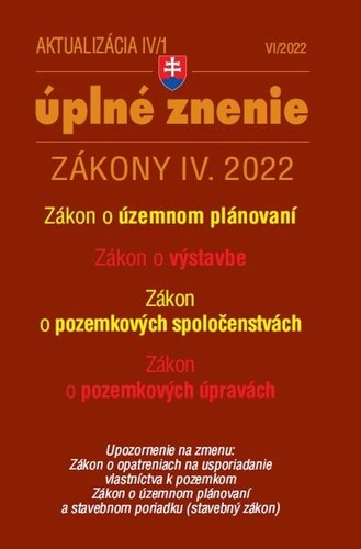 Levně Aktualizácia IV/1 2022 – bývanie, stavebný zákon
