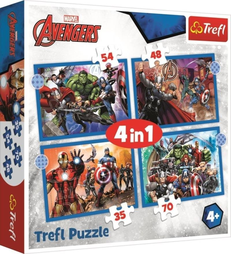 Levně Trefl Puzzle Stateční Avengers 4v1 (35,48,54,70 dílků)
