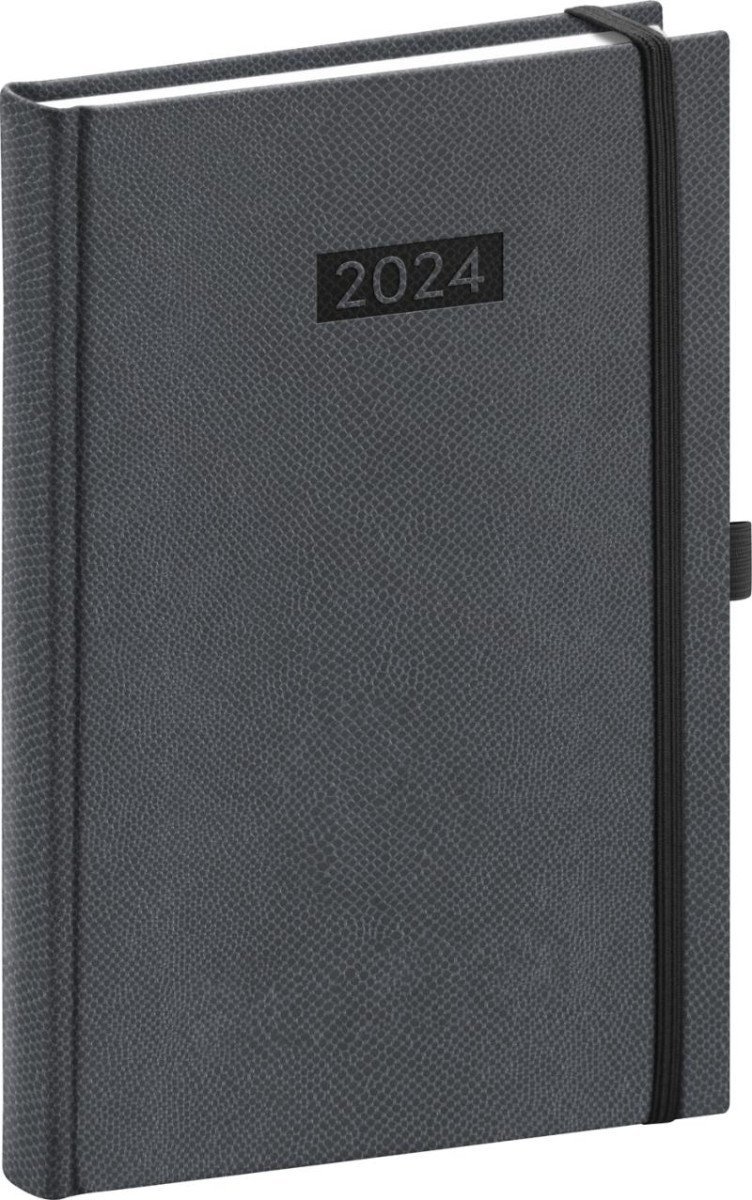 Diář 2024: Diario - šedý, denní, 15 × 21 cm