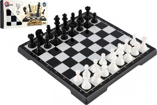 Levně Šachy + dáma plast společenská hra v krabici 29x14,5x4cm