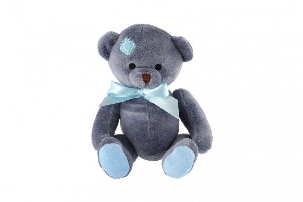 Levně Medvěd sedící s mašlí plyš 20cm modrý v sáčku 0+