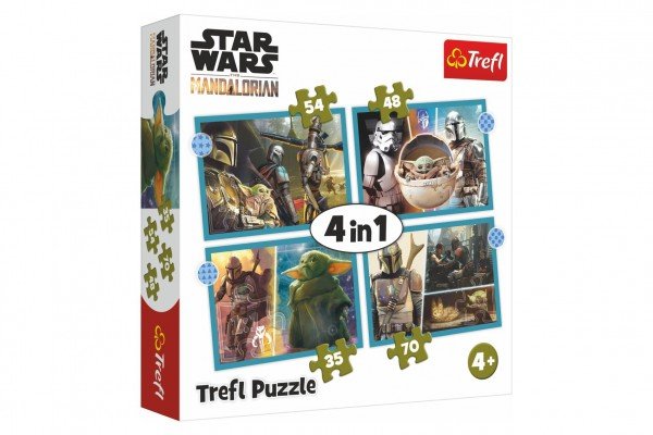 Levně Puzzle 4v1 Mandalorian/Star Wars 28,5x20,5cm v krabici 28x28x6cm