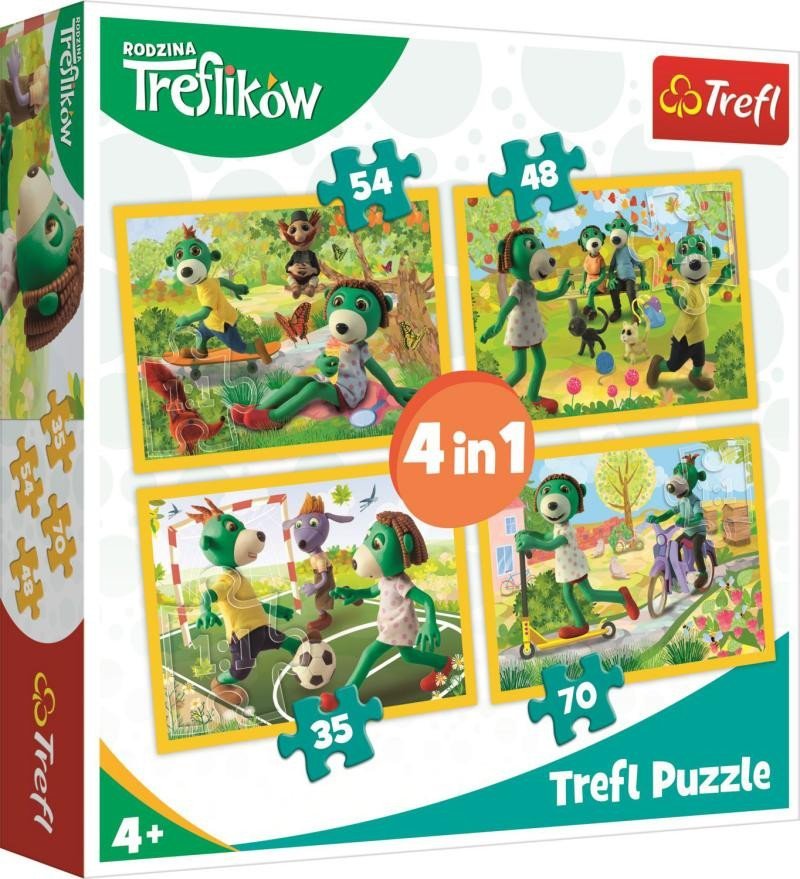 Levně Trefl Puzzle Treflíci - Společné chvíle 4v1 (35,48,54,70 dílků)