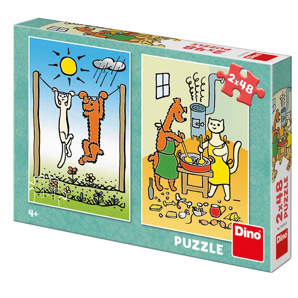 Pejsek a kočička: puzzle 2x48 dílků - Dino