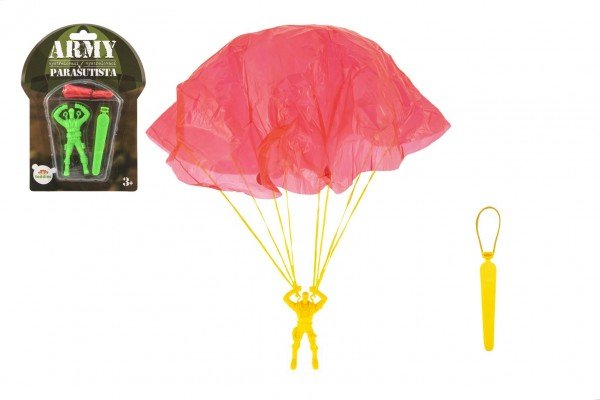 Levně Parašutista figurka s padákem létající 9cm 2 barvy na kartě