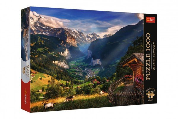 Levně Puzzle Premium Plus - Photo Odyssey: Údolí Lauterbrunnen 1000 dílků 68,3x48cm v krabici 40x27x6cm