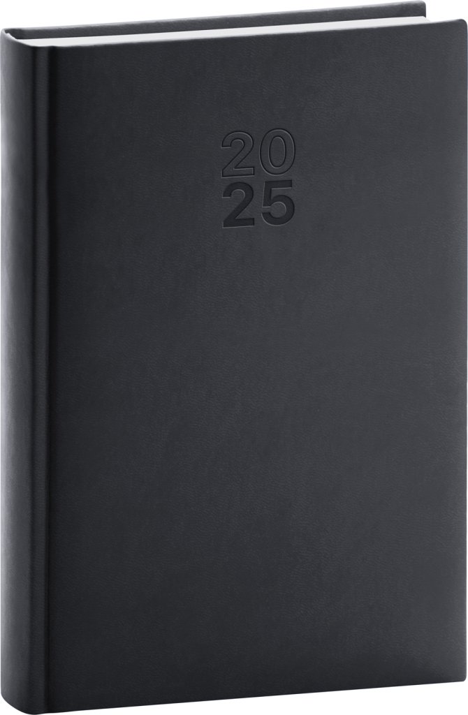 Diář 2025: Aprint - černý, denní, 15 × 21 cm