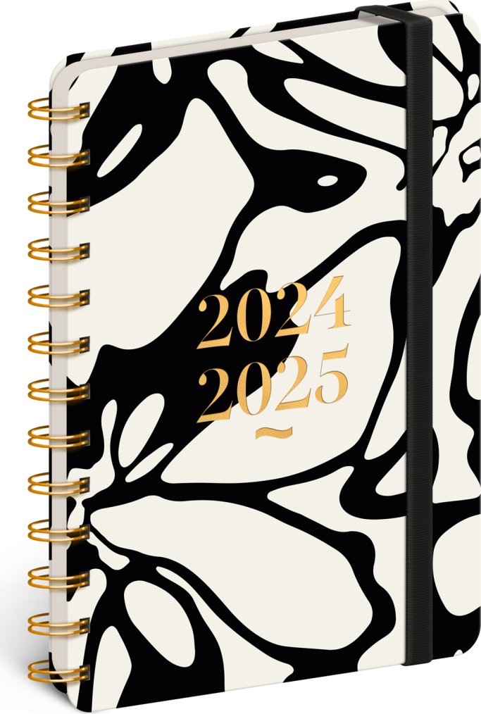 Levně Spirálový 18měsíční diář Petito – Abstrakt 2024/2025, 13 × 18 cm