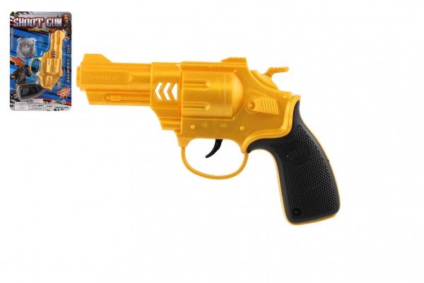 Levně Pistole/revolver na setrvačník plast 18x12cm na kartě