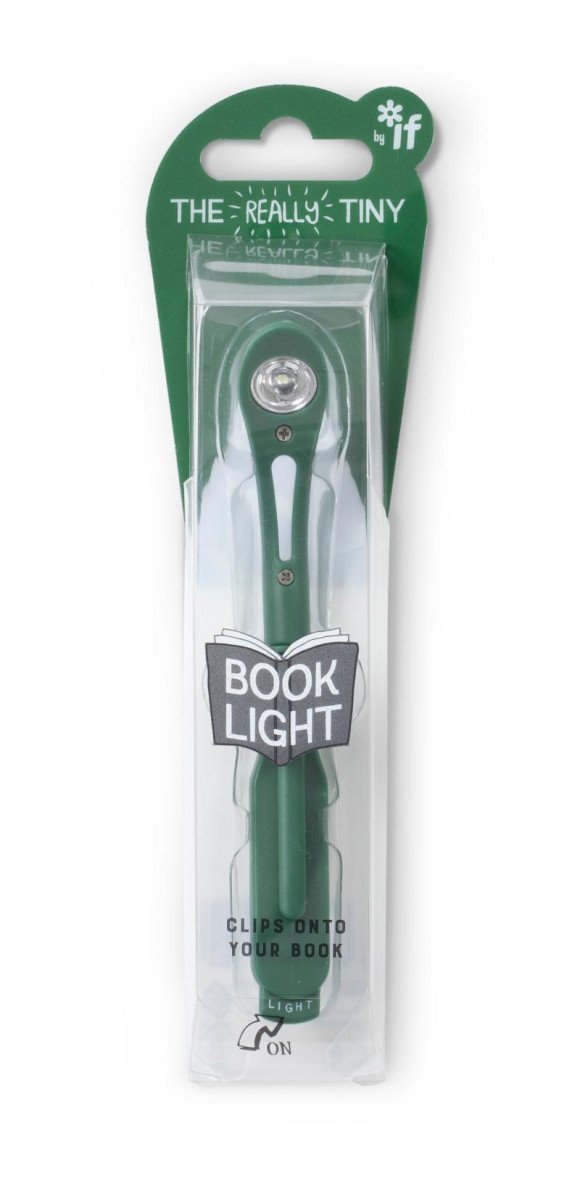Levně Lampička do knížky s LED úzká - tmavě zelená